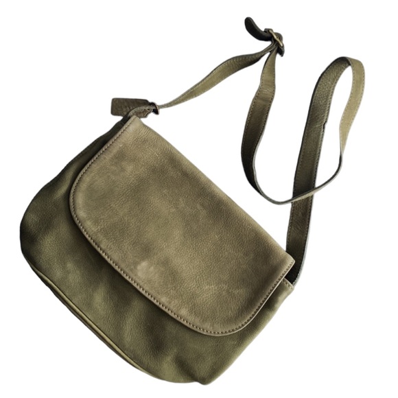 VTG Coach Nubuck 4935 Sage Green Pebbled Leather Flap Over Shoulder Bag - Picture 5 of 13